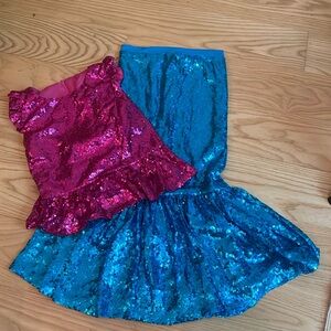 NWOT mermaid princess two-piece sequin dress costume size 4-5
